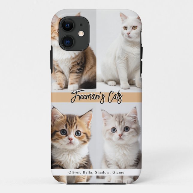 Capa Para iPhone 11 Família de Fotos de Cat Personalizada e Bonita (Verso)
