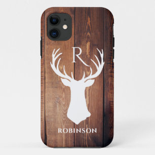 Capa Para iPhone 11 Família Russa Monograma Madeira Estimulada Deer A