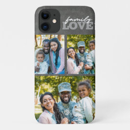 Capa Para iPhone 11 Family Love 3 Photo Collage Chalkboard Trendy Case