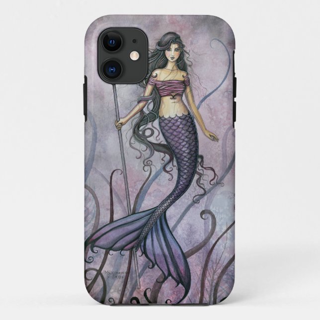 Capa Para iPhone 11 Fantasia de Água-Marinha da Mermaid Art (Verso)