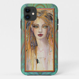 Capa Para iPhone 11 Fantasia de Mulher Bonita e Distante Arte Abstrata