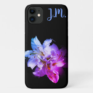 Capa Para iPhone 11 Fantasia dos lírios brancos e roxos