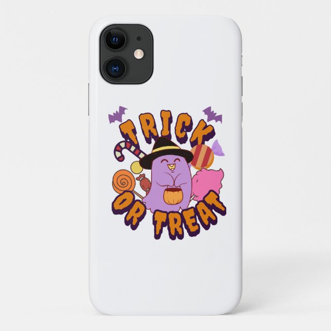 Capa Para iPhone 11 Fantasma Adorável de Halloween Presente ou Travess (Verso)
