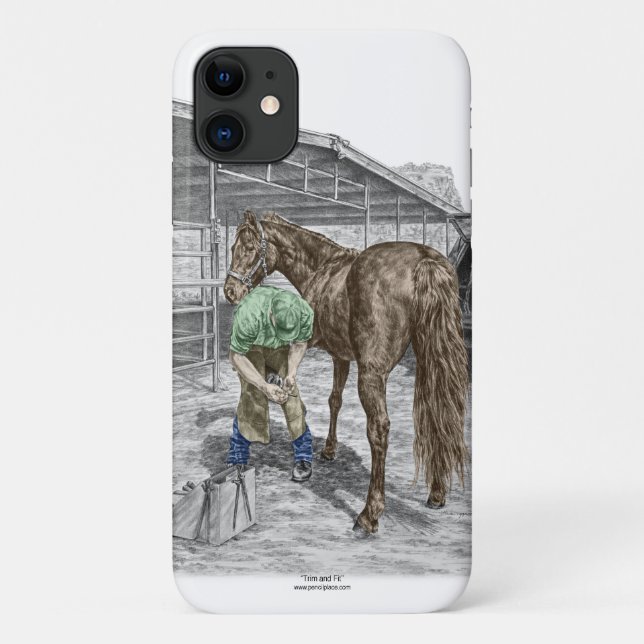 Capa Para iPhone 11 Farrier Blacksmith Trimming Horse Hoof (Verso)