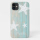 Capa Para iPhone 11 Faux Beach Wood Starfish, aflorado, personalizado (Back)
