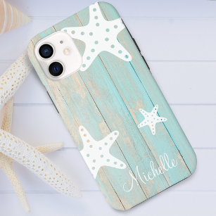 Capa Para iPhone 11 Faux Beach Wood Starfish, aflorado, personalizado