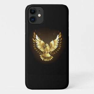Capa Para iPhone 11 Faux Gold Foil Peace Dove em Preto