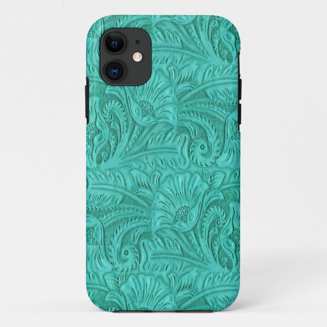 Capa Para iPhone 11 Faux Tool Leather Turquoise Medium Impressão Weste (Verso)