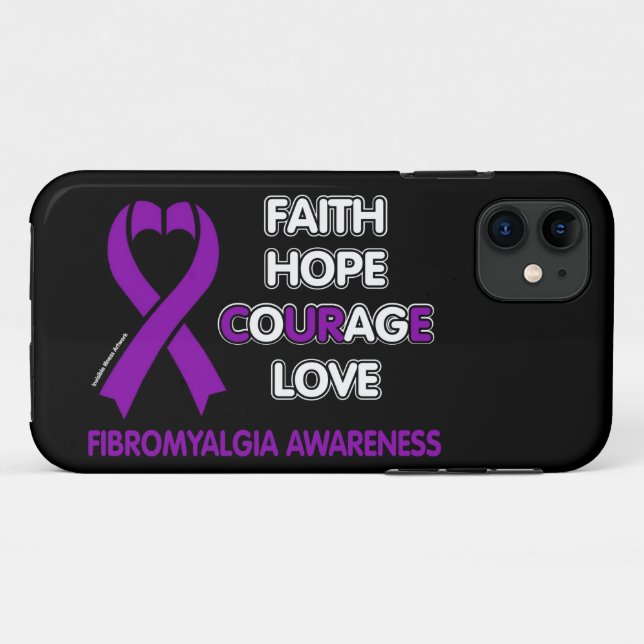 Capa Para iPhone 11 Fé Esperança Coragem Amor... Fibro (Verso (horizontal))