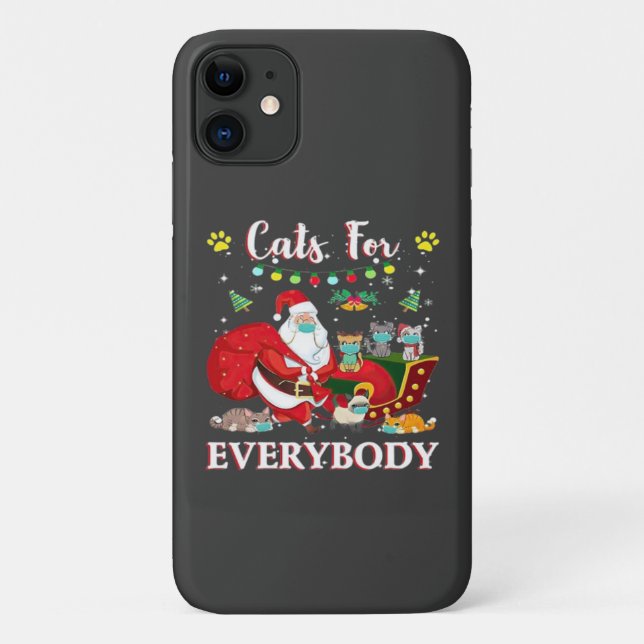 Capa Para iPhone 11 Felinos Todos, Natal (Verso)