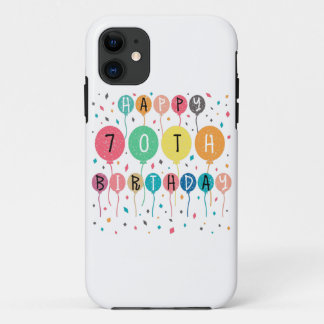 Capa Para iPhone 11 Feliz aniversário de 70 com balões