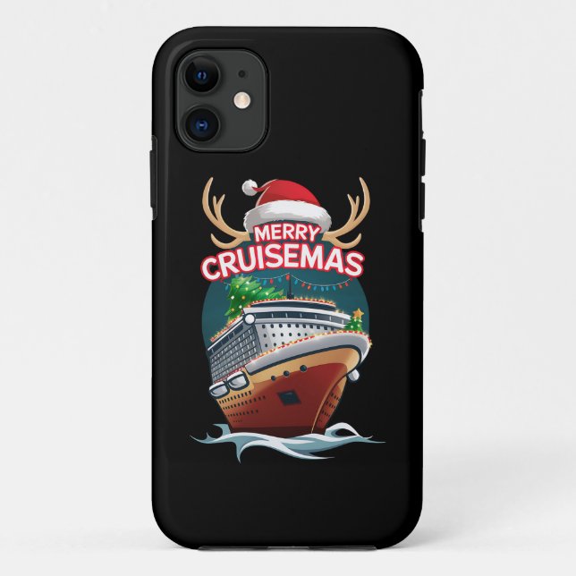 Capa Para iPhone 11 Feliz Cruisemas Cruise Ship Family Christmas Funny (Verso)