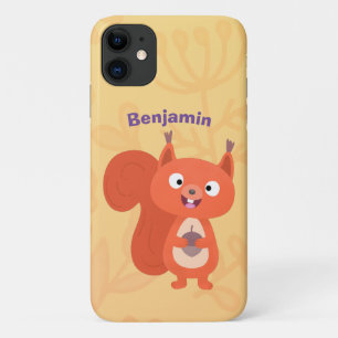 Capa Para iPhone 11 Feliz desenho animado de esquilo vermelho