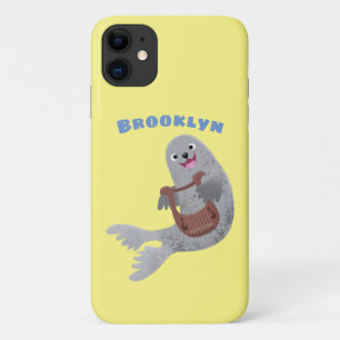Capa Para iPhone 11 Feliz desenho animado do selo harp