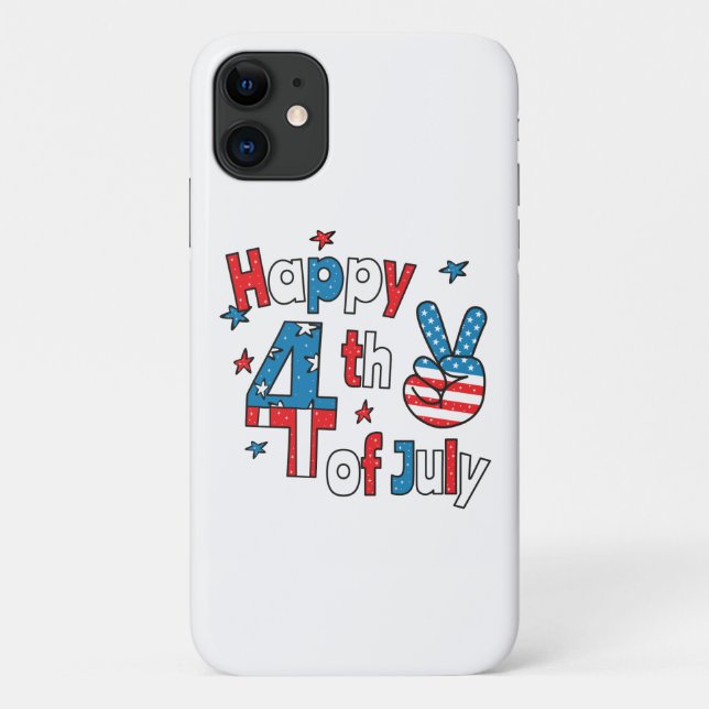 Capa Para iPhone 11 Feliz Dia da Independência em 4 de julho (Verso)