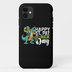 Capa Para iPhone 11 Feliz Dia de São Patrício Pat T Rex Dinosaur