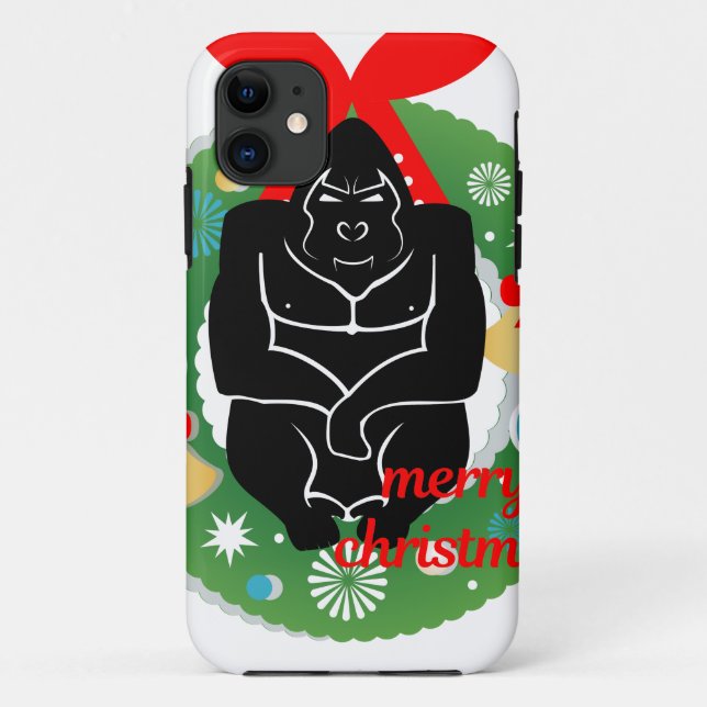 Capa Para iPhone 11 Feliz gorila de natal (Verso)