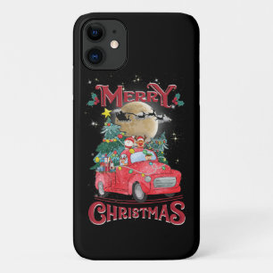 Capa Para iPhone 11 Feliz Natal Caminhão Vermelho Antigo do Papai Noel