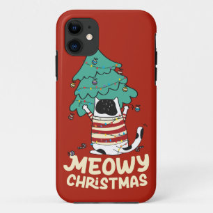Capa Para iPhone 11 Feliz Natal Engraçado Pão de Gato