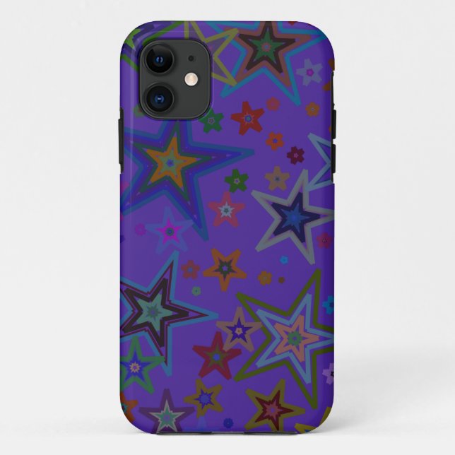 Capa Para iPhone 11 Feliz Natal Roxo Escuro, estrelas do céu (Verso)