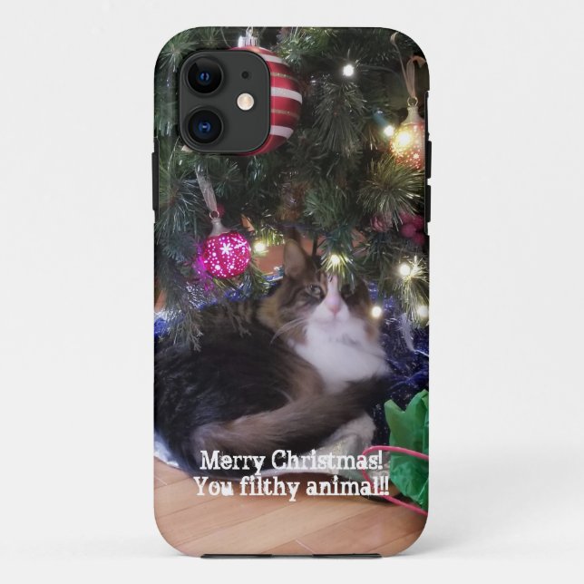 Capa Para iPhone 11 Feliz Natal, seu animal imundo. (Verso)