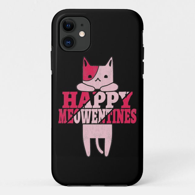 Capa Para iPhone 11 Felizes Meowentines | Ofertas de dia de os namorad (Verso)