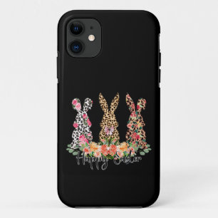 Capa Para iPhone 11 Felz pascoa feminino Leopard Bunny Trio