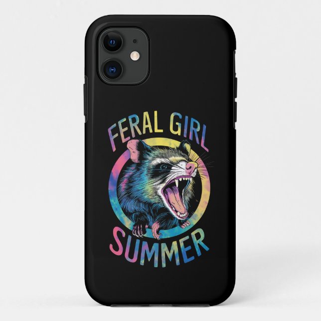 Capa Para iPhone 11 Feral Girl Summer Ogambm Tie Dye Raccoon (Verso)