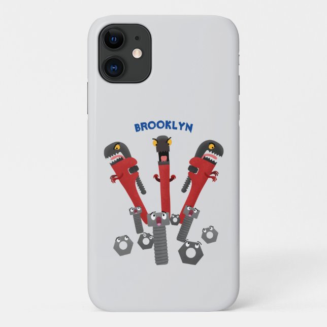 Capa Para iPhone 11 Ferramentas engraçadas de monstro de wrench (Verso)