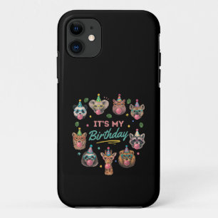 Capa Para iPhone 11 Festa de Aniversário com Design de Animais Selvage
