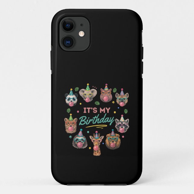 Capa Para iPhone 11 Festa de Aniversário com Design de Animais Selvage (Verso)