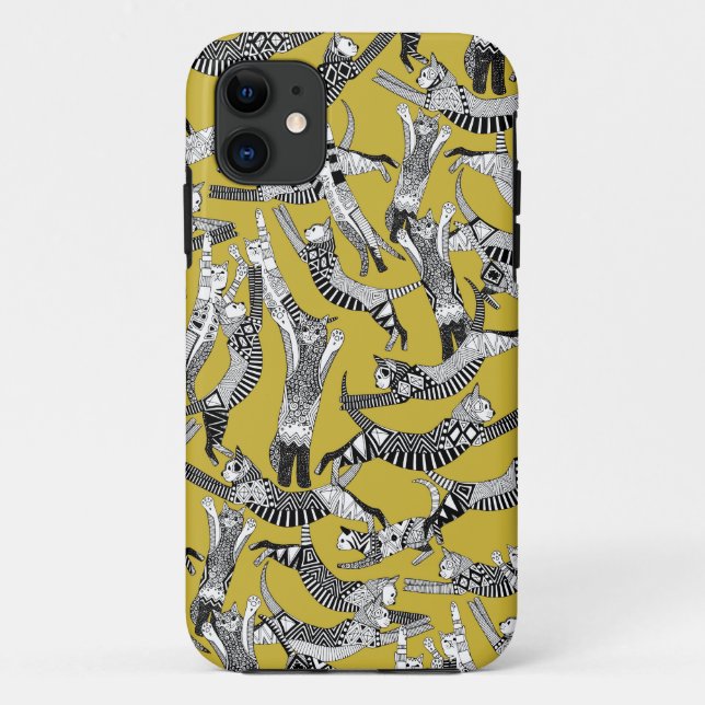 Capa Para iPhone 11 festa do gato amarelo (Verso)