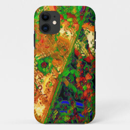 Capa Para iPhone 11 Festas de carnaval ou máscara de tintas, verdes e 