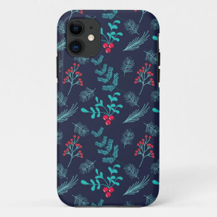Capa Para iPhone 11 Festivo Floral Holly Berries Fir Patterno Férias