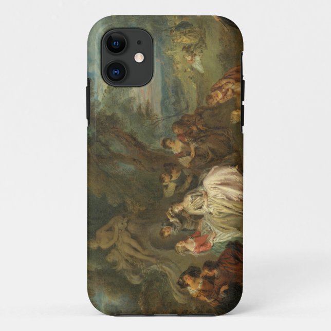 Capa Para iPhone 11 Fête Champêtre, C. 1730 (óleo em canvas) (Verso)