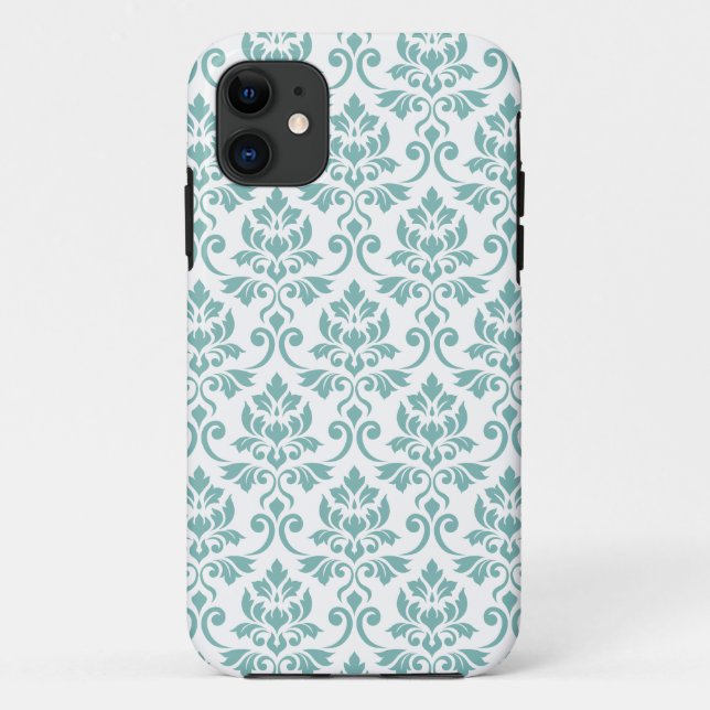 Capa Para iPhone 11 Feuille Damask Teal Pattern (Verso)