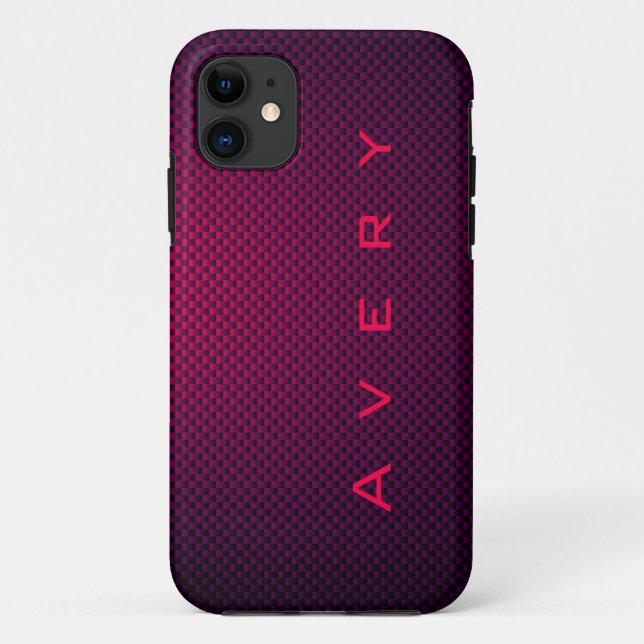 Capa Para iPhone 11 Fibra de carbono preta, roxa, personalizada, padro (Verso)