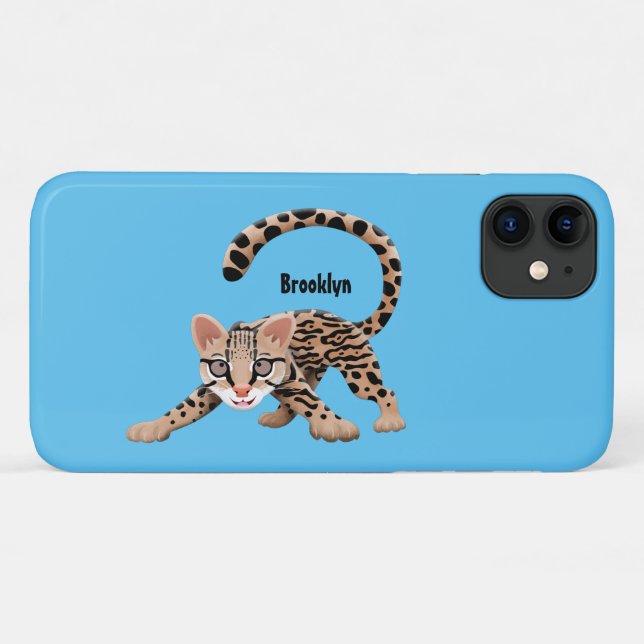 Capa Para iPhone 11 Figura de desenho animado de ocelot bonito (Verso (horizontal))