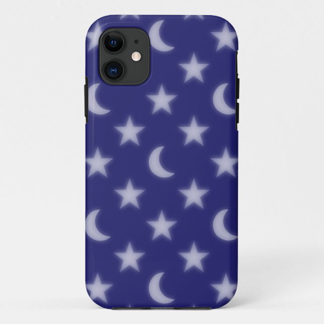 Capa Para iPhone 11 Fila azul e padrão das estrelas (Verso)