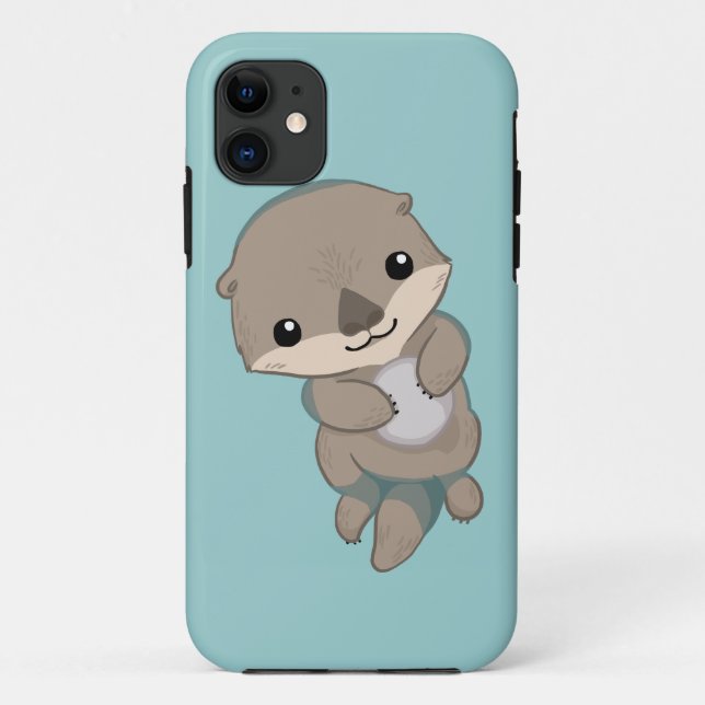 Capa Para iPhone 11 Filhote de cachorro bonito da lontra do bebê (Verso)