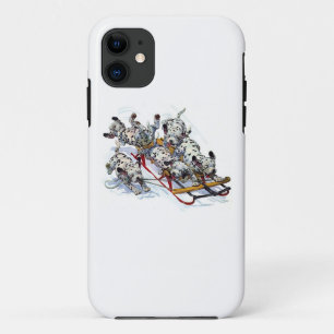 Capa Para iPhone 11 Filhotes de cachorro Dalmatian Sledding