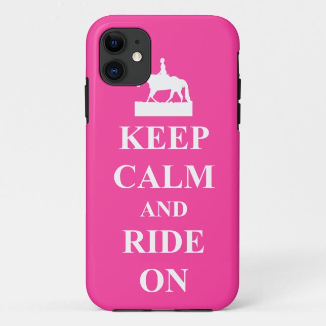 Capa Para iPhone 11 Fique calmo e monte, rosa (Verso)