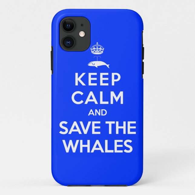 Capa Para iPhone 11 Fique calmo e salve as baleias (Verso)