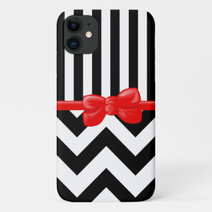 Capa Para iPhone 11 Fita, Arco, Zigzag, Fitas - Vermelho Branco Preto