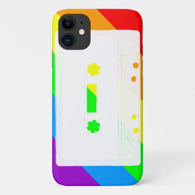 CAPA PARA iPhone 11 FITA CASSETE ARCO-ÍRIS RETRÔ DOS ANOS 80 (Verso)