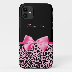 Capa Para iPhone 11 Fita cor-de-rosa e preta na moda do rosa quente do
