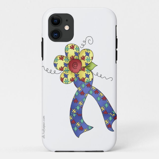 Capa Para iPhone 11 Fita & flor da consciência do quebra-cabeça do (Verso)