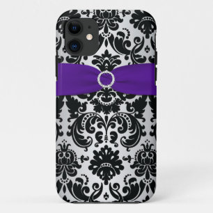 Capa Para iPhone 11 Fita impressa, Fita de prata roxa preta, iPhone 5