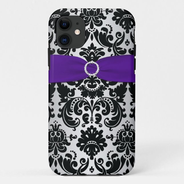 Capa Para iPhone 11 Fita impressa, Fita de prata roxa preta, iPhone 5 (Verso)
