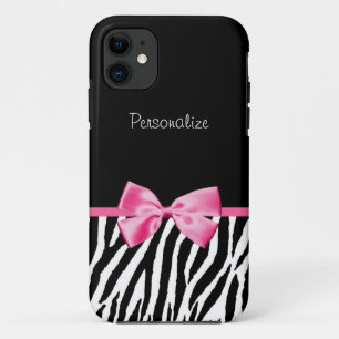 Capa Para iPhone 11 Fita preto e branco na moda do rosa do impressão